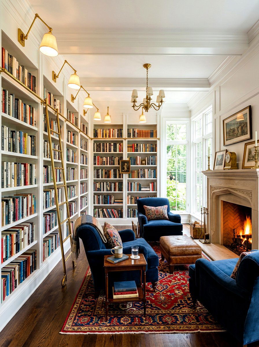 Library Sconce Lighting - 30 library style living room ideas