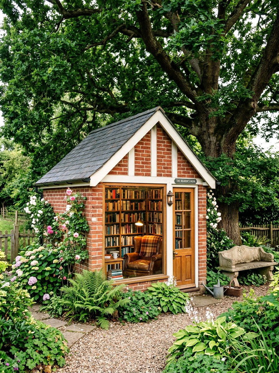 Library She Shed - 30 she shed backyard aesthetic ideas