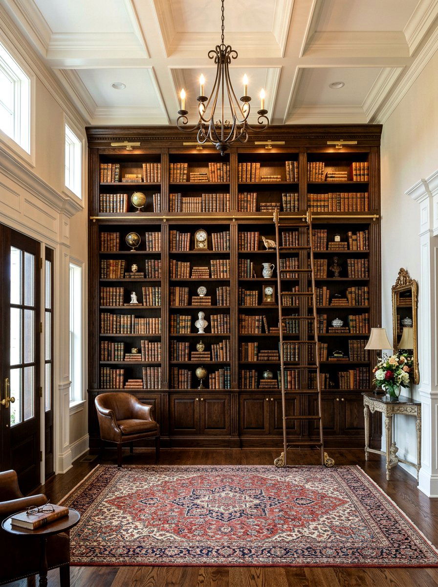 Library Style Bookshelf - 30 old money foyer ideas