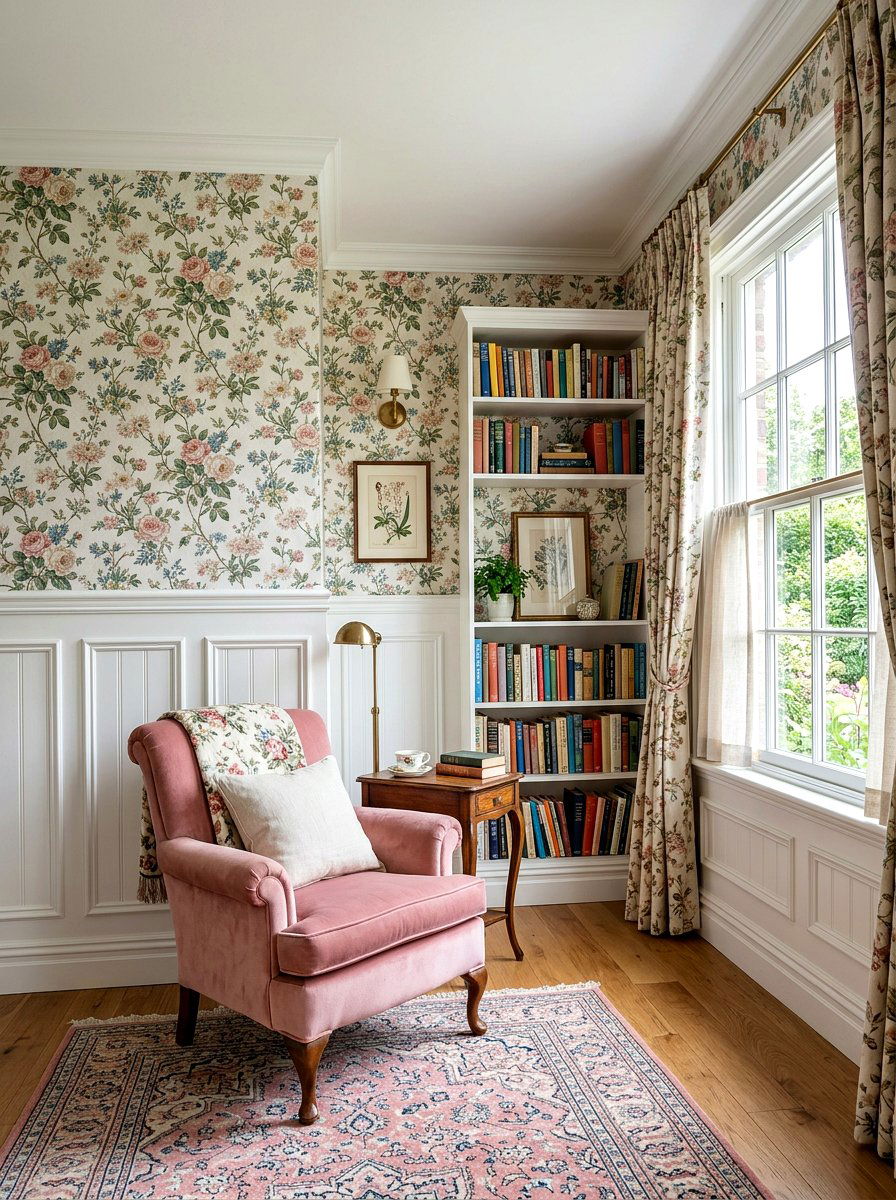 Library Wainscoting With Wallpaper - 30 paneled library ideas