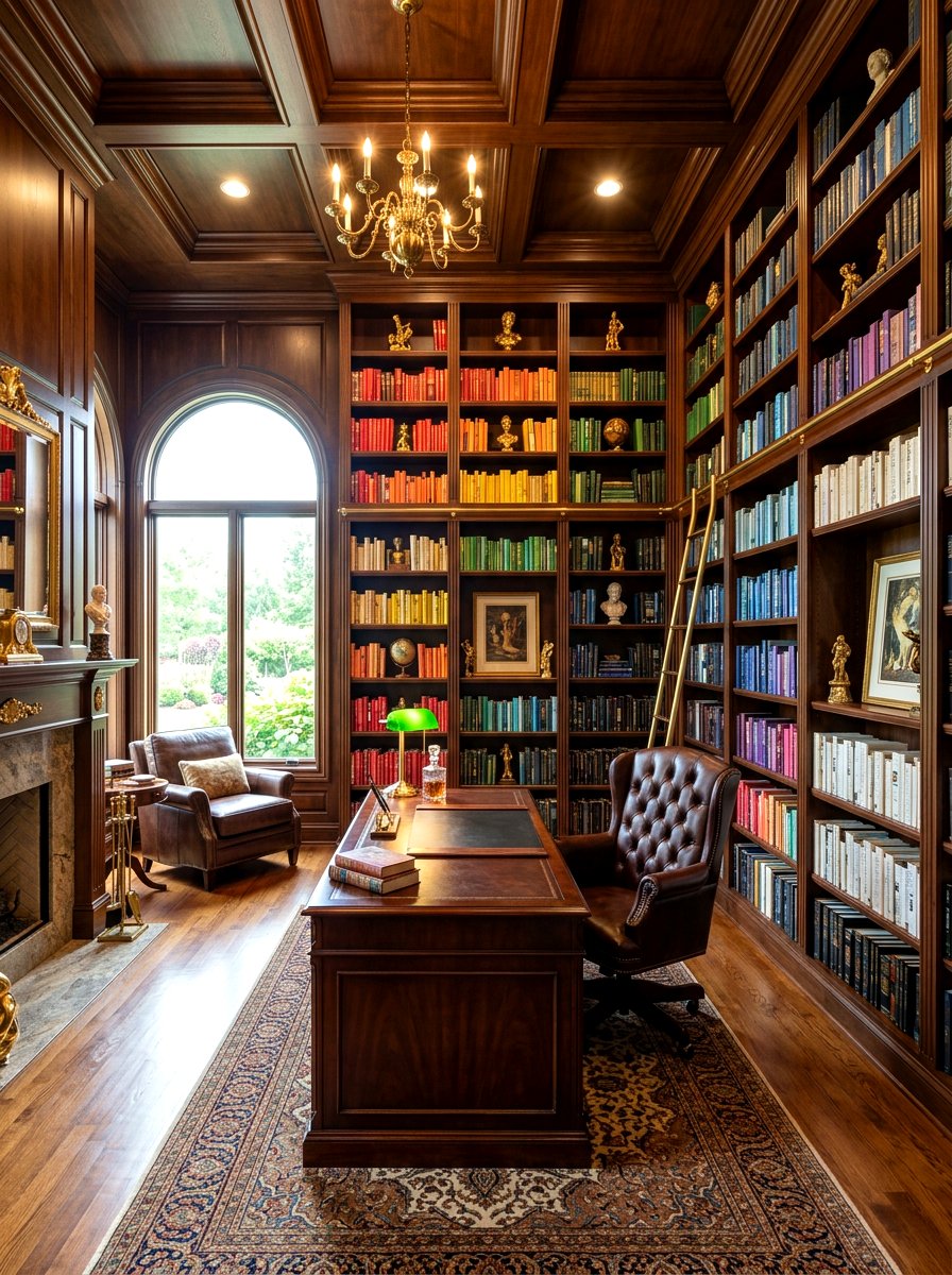 Library Wall Shelving - 30 maximalist office ideas