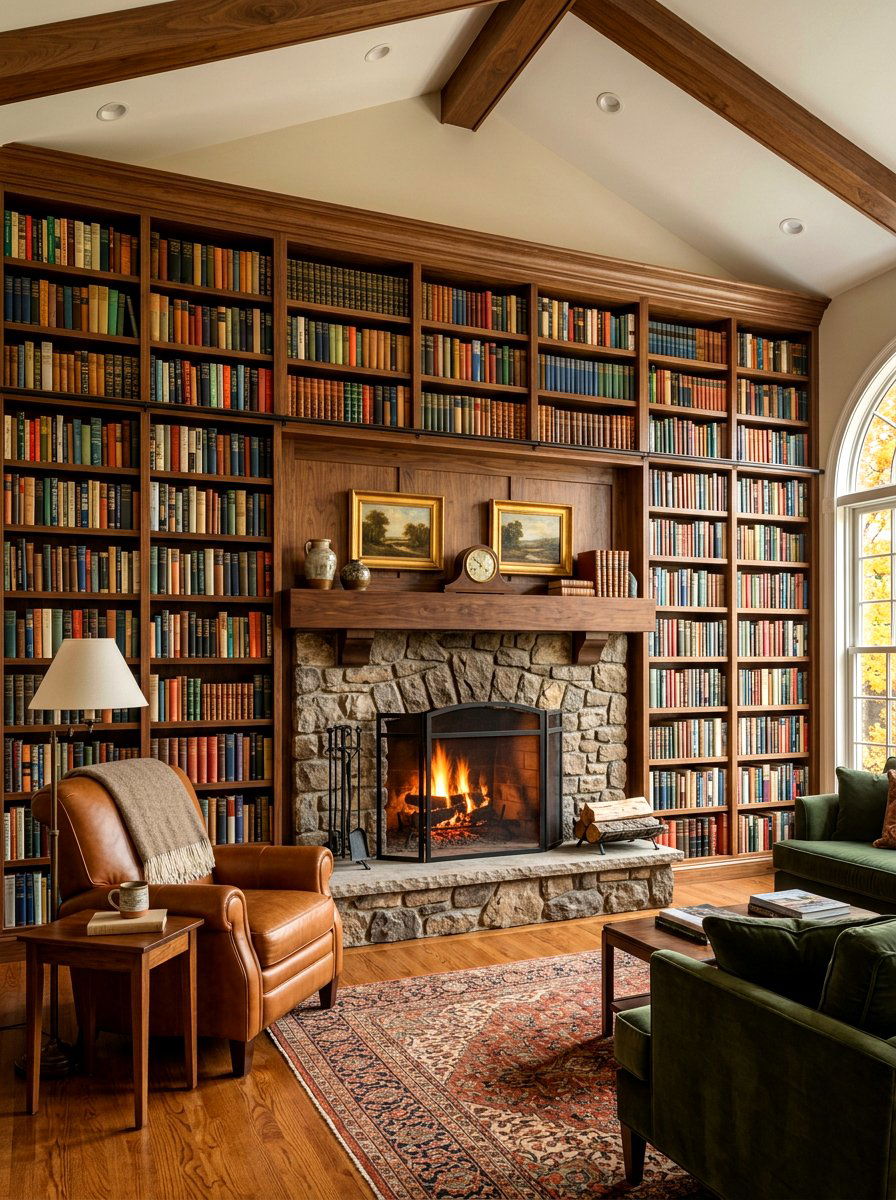 Library Wall With Fireplace - 30 home library wall ideas