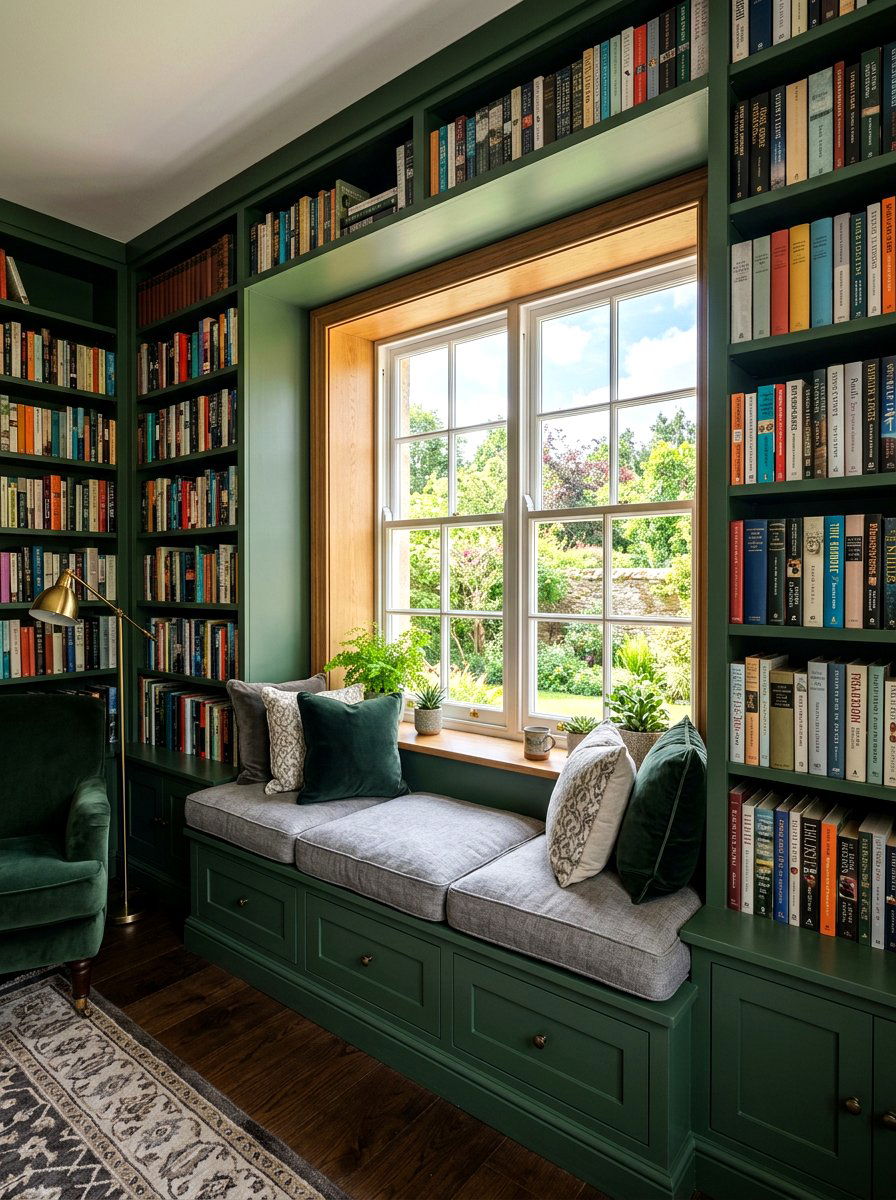 Library Window Seat - 30 moody home library ideas