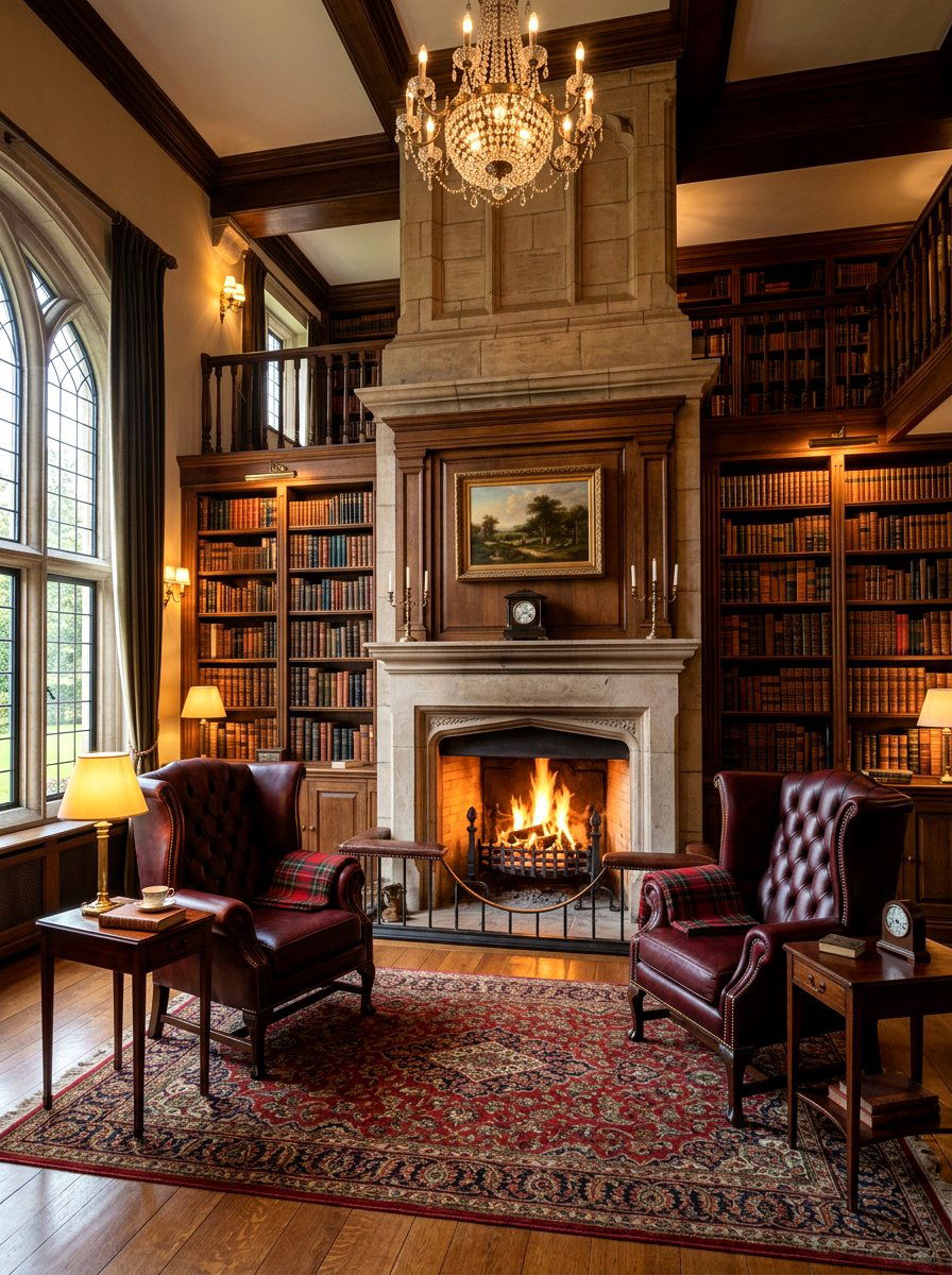 Library With Fireplace - 30 book filled room ideas
