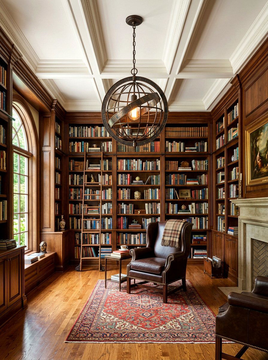 Library dark bronze globe pendant - 30 globe pendant ideas