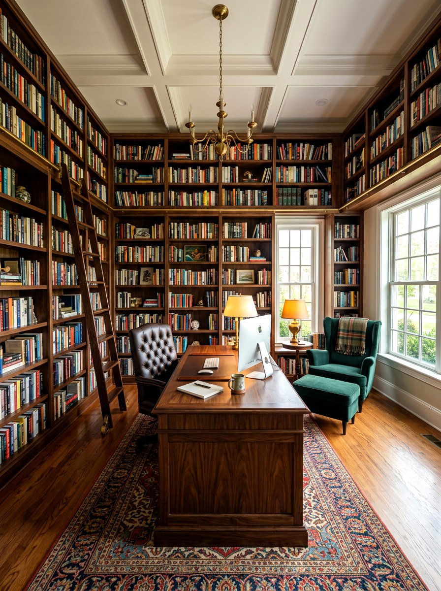 Library home office - 30 viral home office ideas