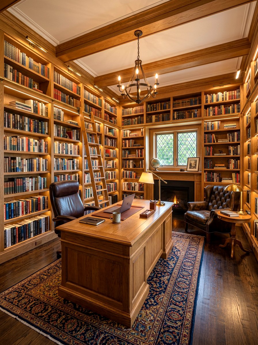 Library home office - 30 cozy home office ideas