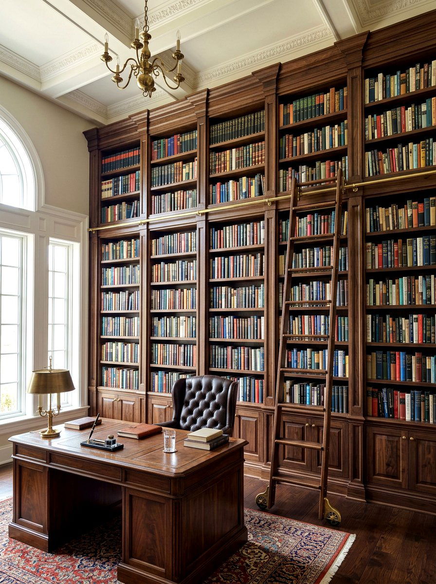 Library ladder office - 30 book lover office ideas