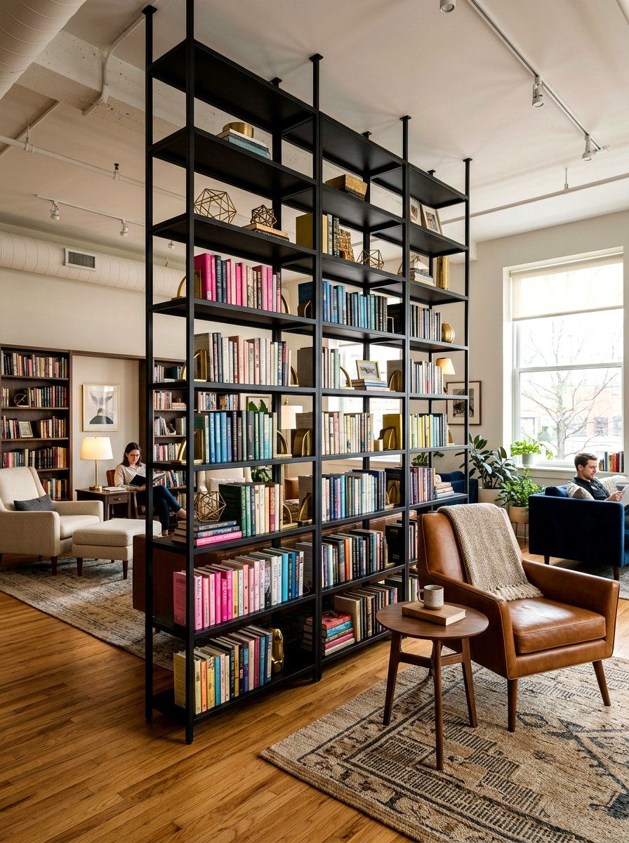 Library room divider - 30 broken floor plan ideas