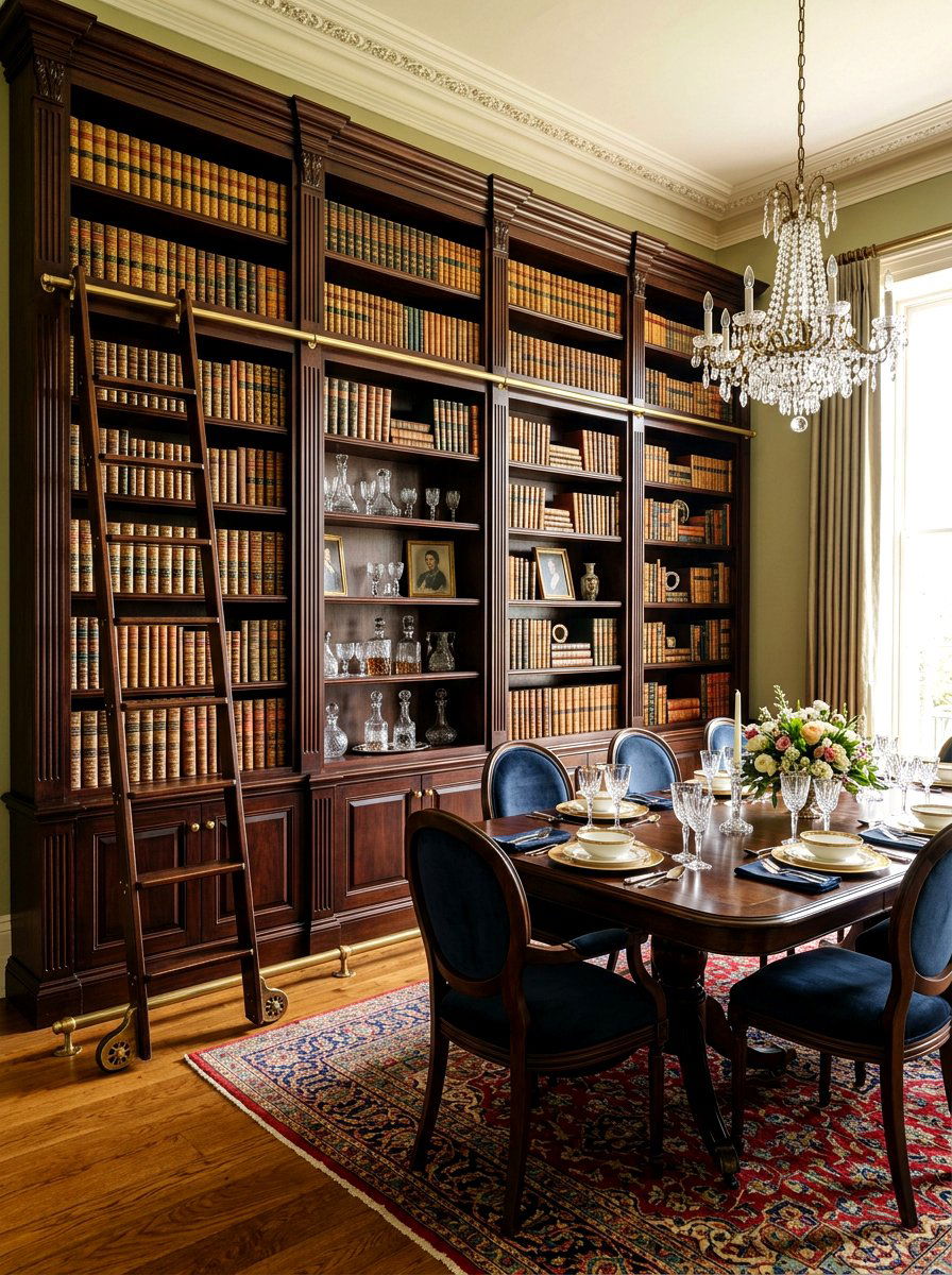 Library style bookshelf - 30 dining room storage ideas