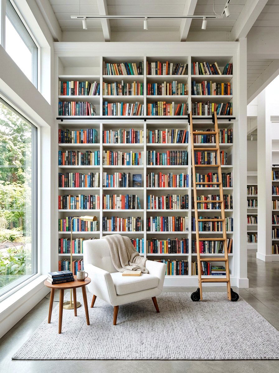 Library wall reading area - 30 bright reading nook ideas