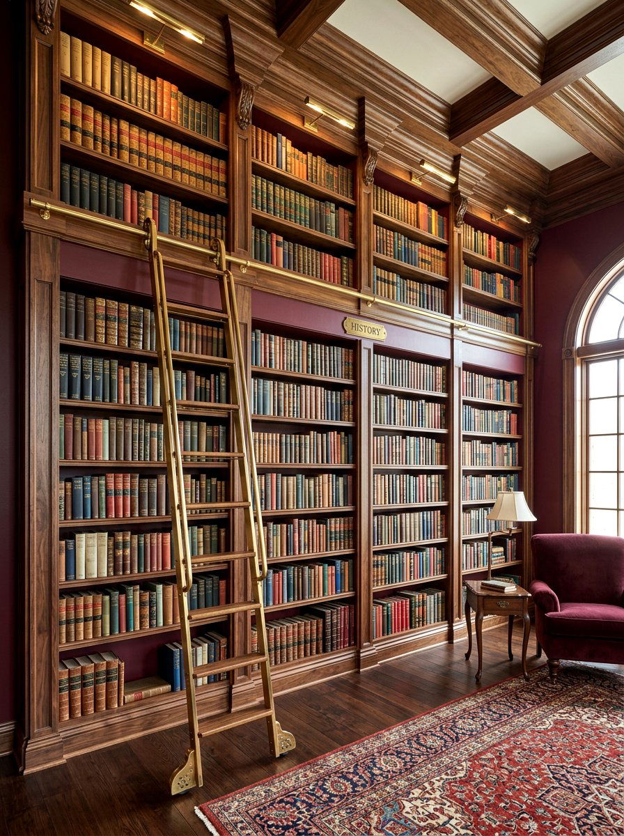 Library wall shelving - 30 office shelving styling ideas