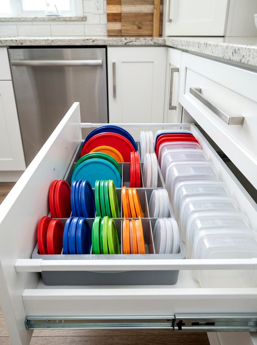Lid Organizer For Tupperware - 30 kitchen drawer organization ideas