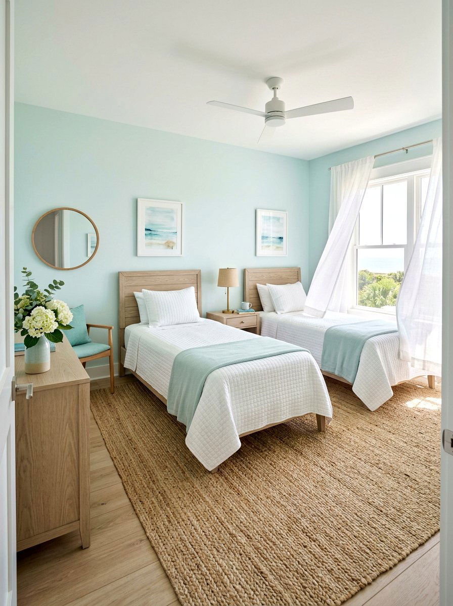 Light Aqua Guest Room - 30 ocean blue bedroom ideas