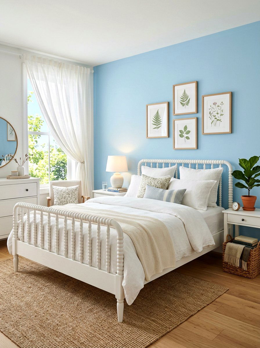 Light Blue Accent Wall - 30 coastal grandmother bedroom ideas