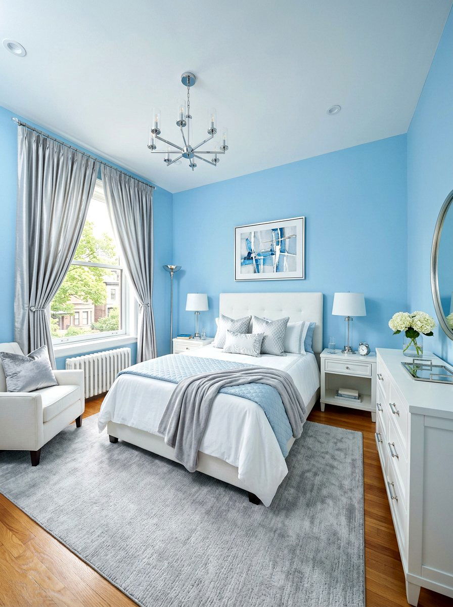Light Blue And Silver Bedroom - 30 blue and gray bedroom ideas