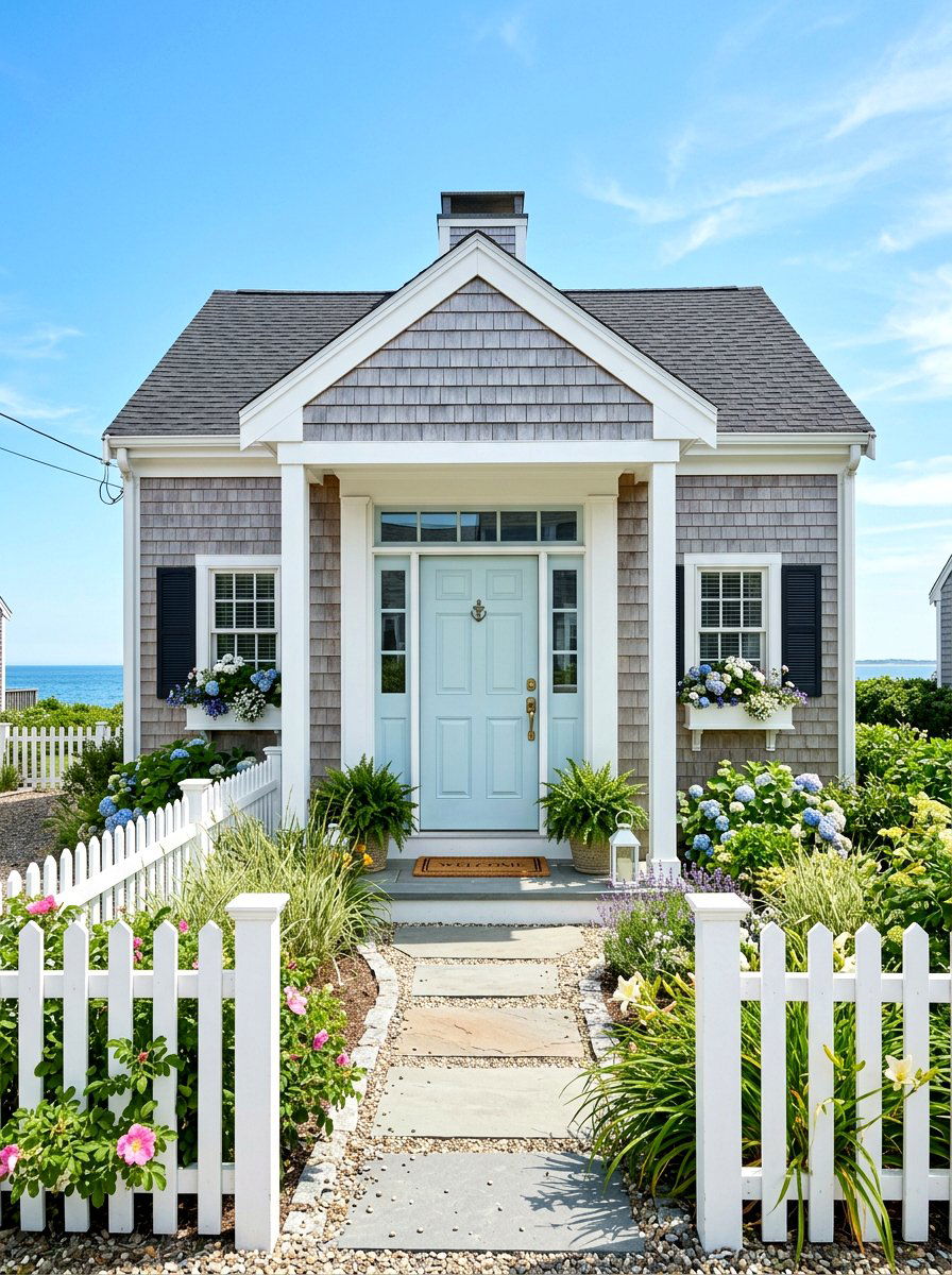 Light Blue Cape Cod Front Door - 30 Cape Cod front door ideas