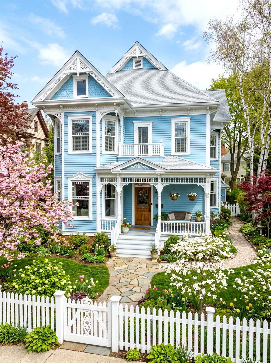 Light Blue House White Trim - 30 house trim color ideas