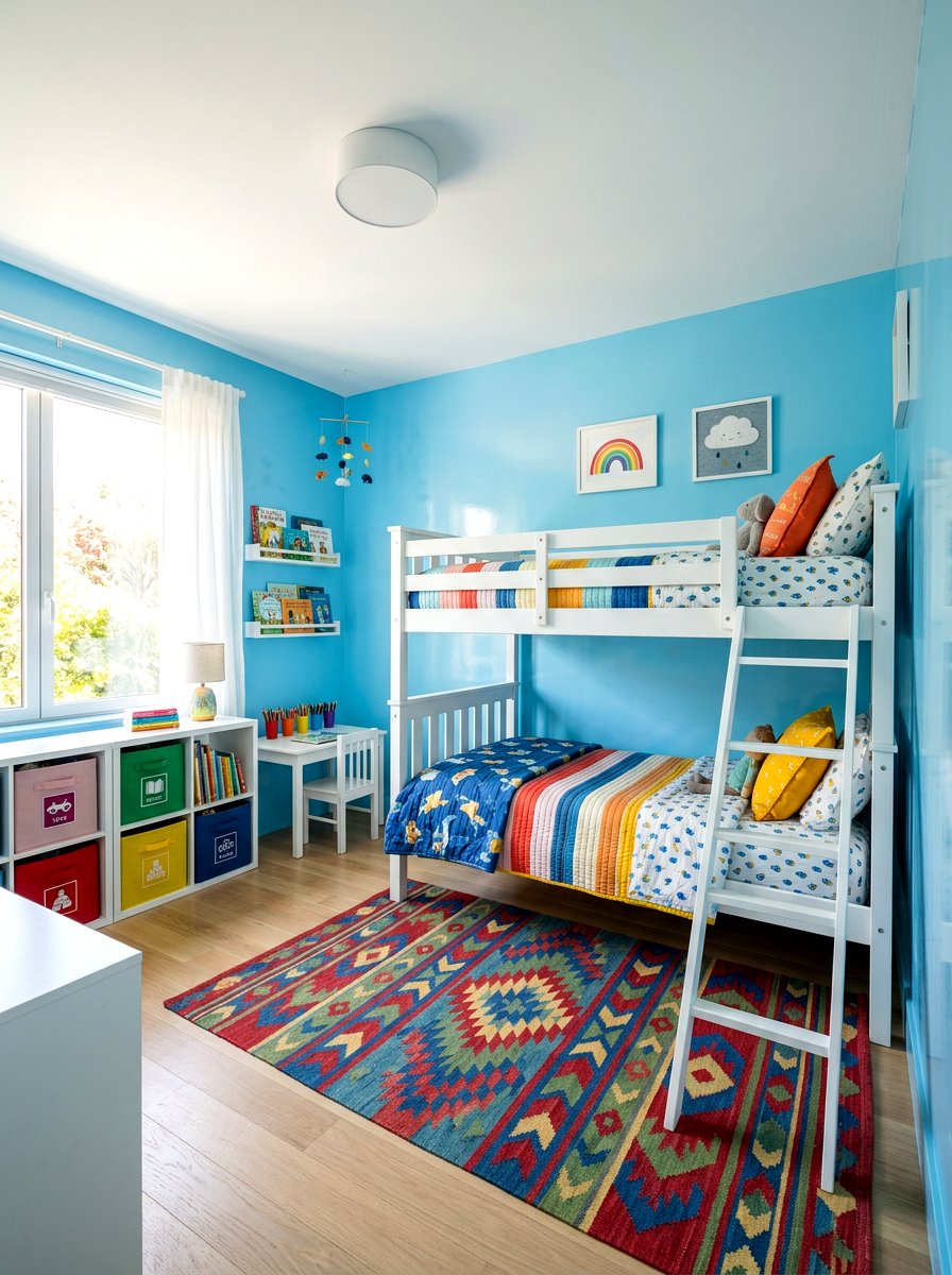 Light Blue Lacquer Kids Room - 30 lacquered room ideas