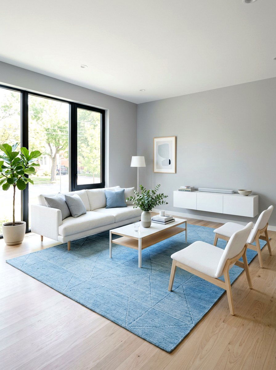 Light Blue Minimalist Living Room - 30 denim blue living room ideas