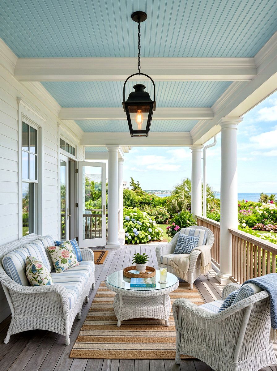 Light Blue Porch Ceiling - 30 coastal prep porch ideas
