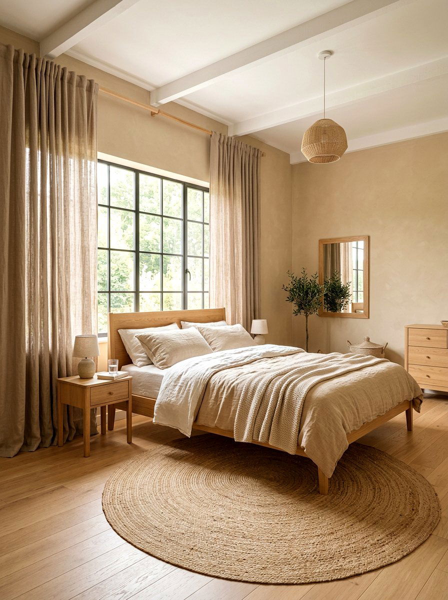 Light Brown Linen Curtains - 30 all brown bedroom ideas