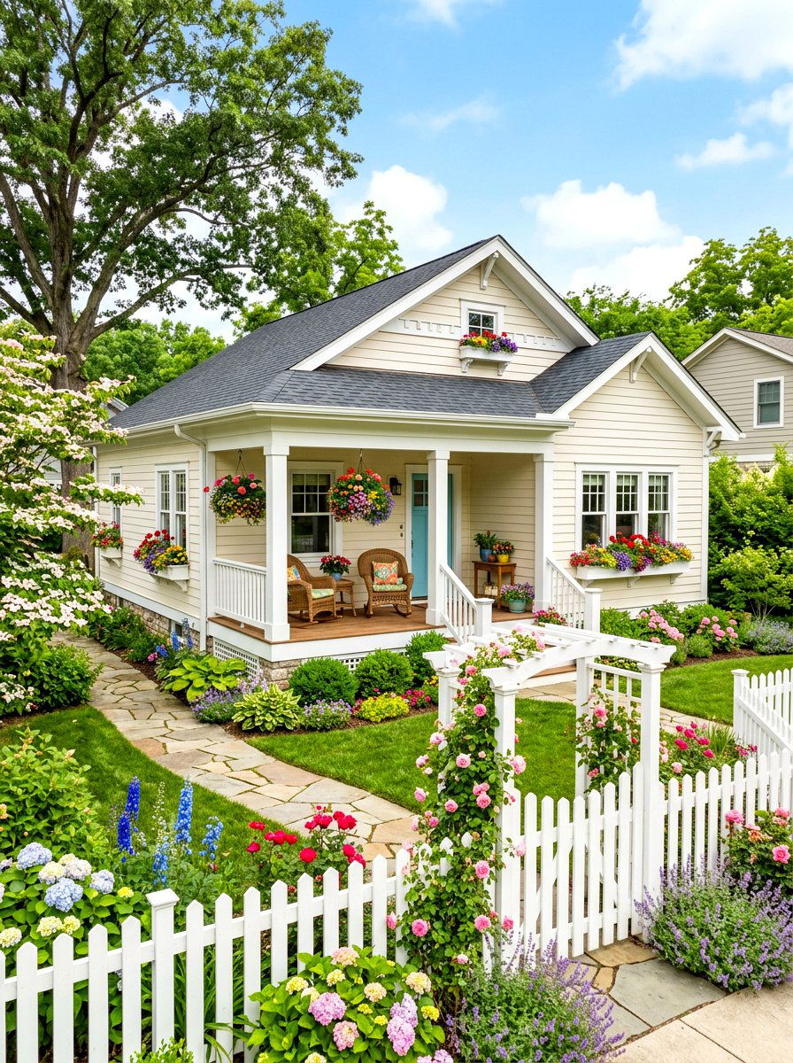Light Cream Bungalow - 30 soft white exterior ideas