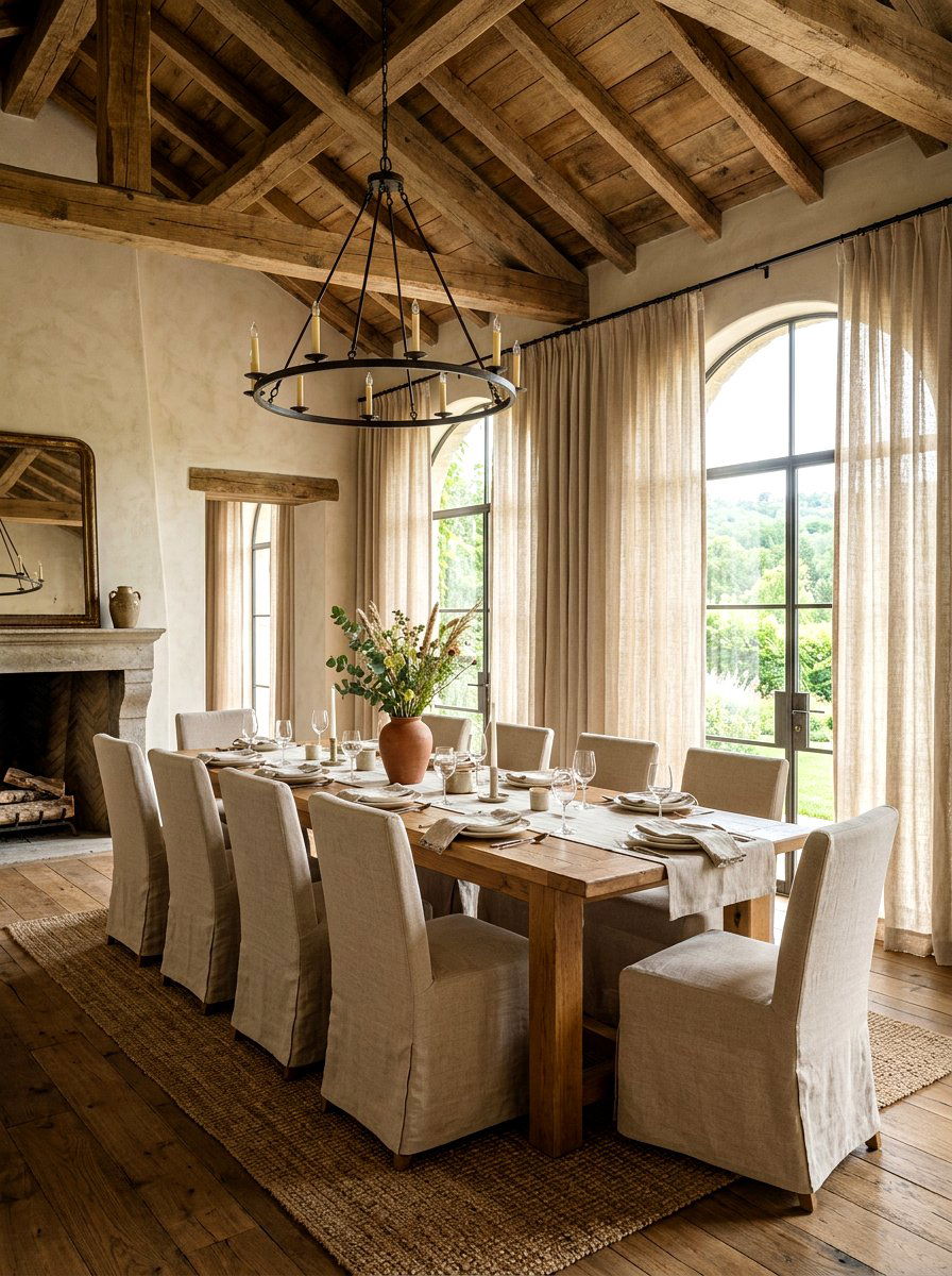 Light Filtering Linen Curtains - 30 dining room drapery ideas