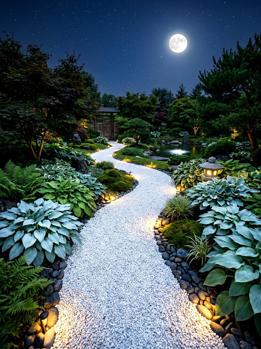 Light Gravel Path Moonlight Garden - 30 moonlight garden ideas