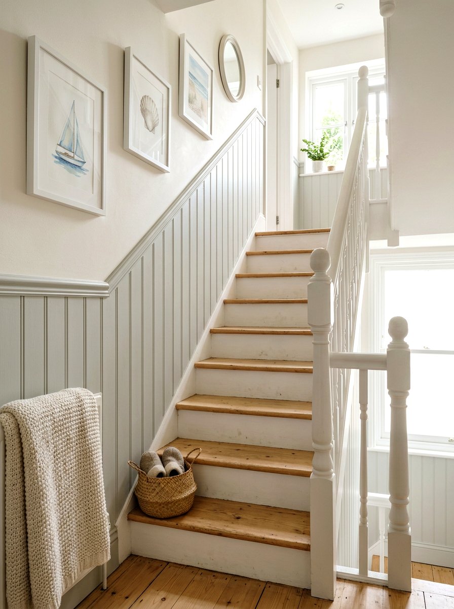 Light Gray Beadboard - 30 staircase wall panel ideas