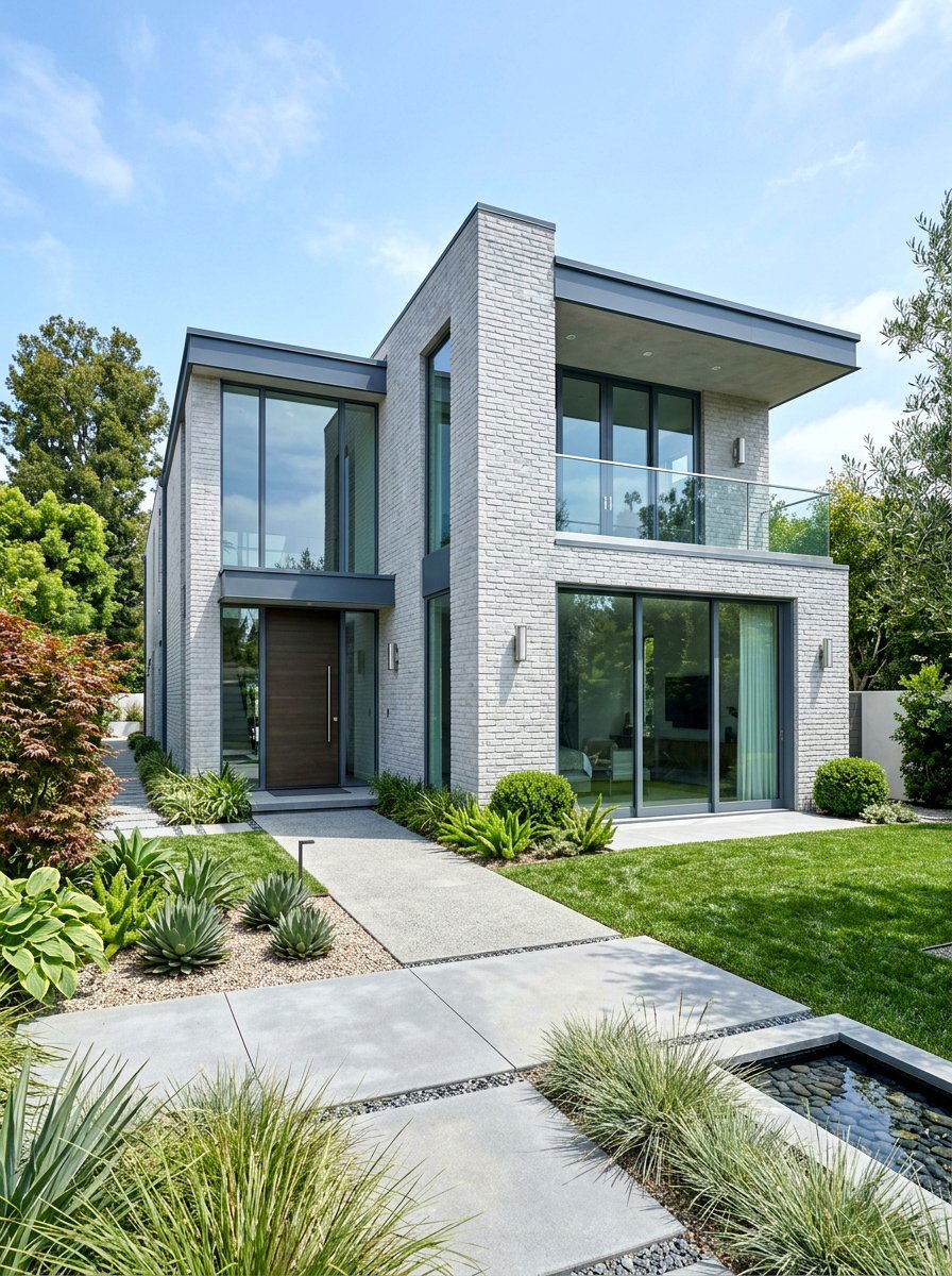 Light Gray Limewashed Brick House - 30 limewashed brick exterior ideas