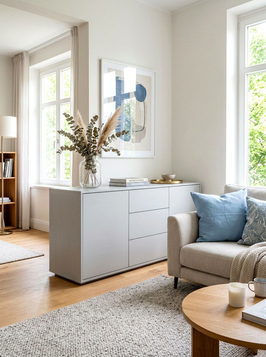 Light Gray Modern Console - 30 TV over console ideas