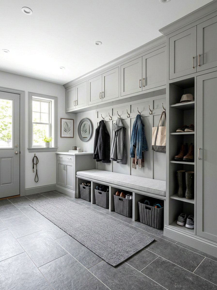 Light Gray Mudroom - 30 monochrome room ideas