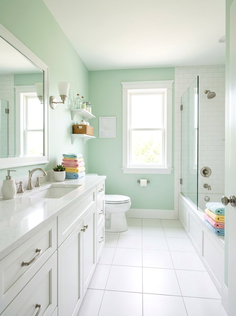 Light Green Pastel Bathroom - 30 green and white bathroom ideas
