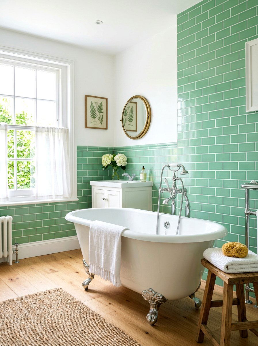 Light Jade Subway Tile - 30 jade bathroom ideas