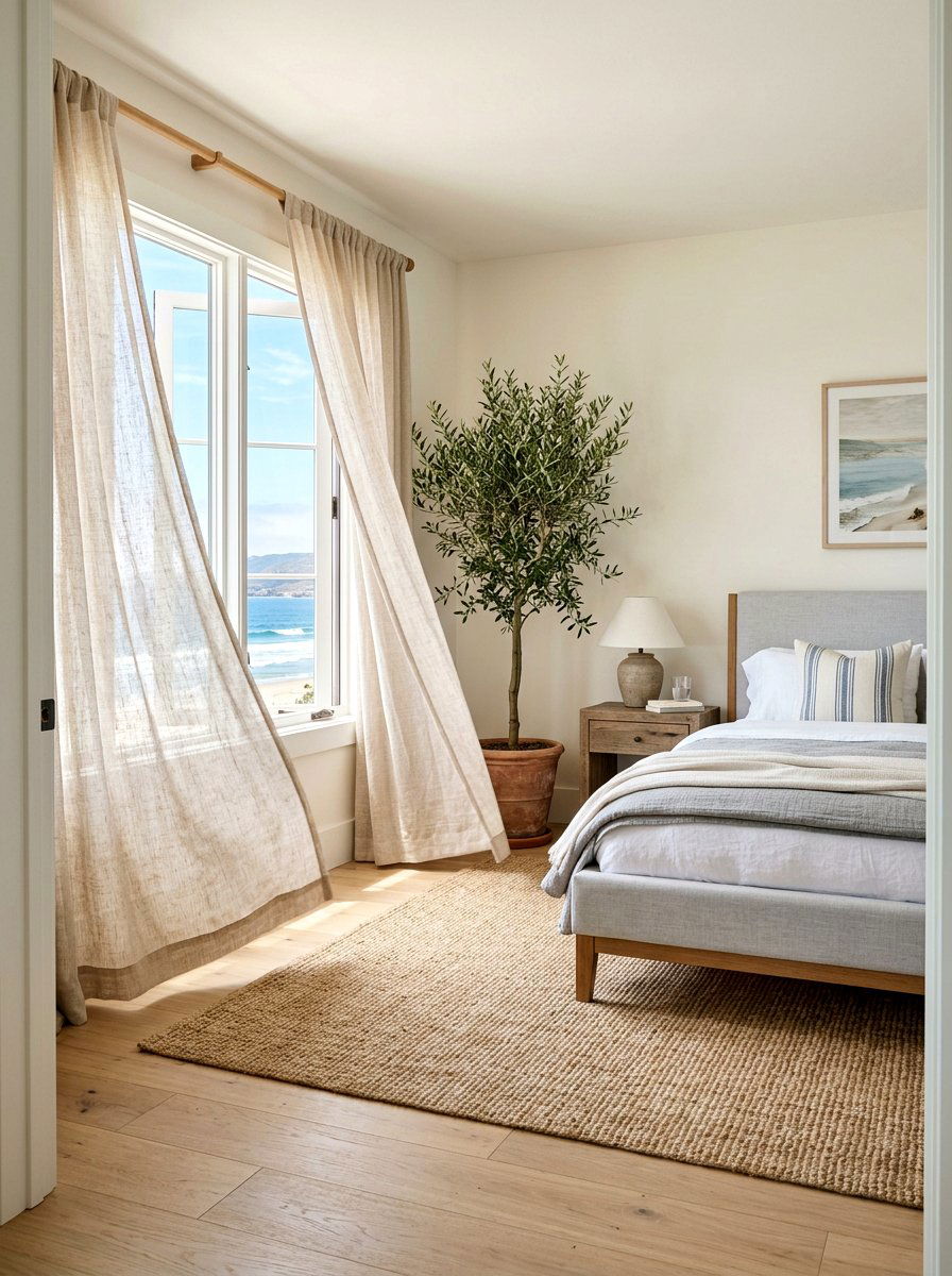 Light Linen Curtains - 30 spring bedroom glow up ideas