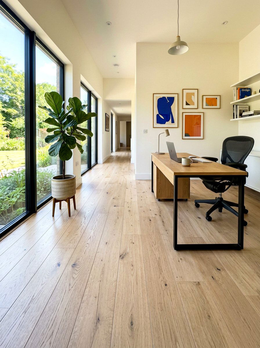 Light Oak Flooring - 30 calming home office ideas
