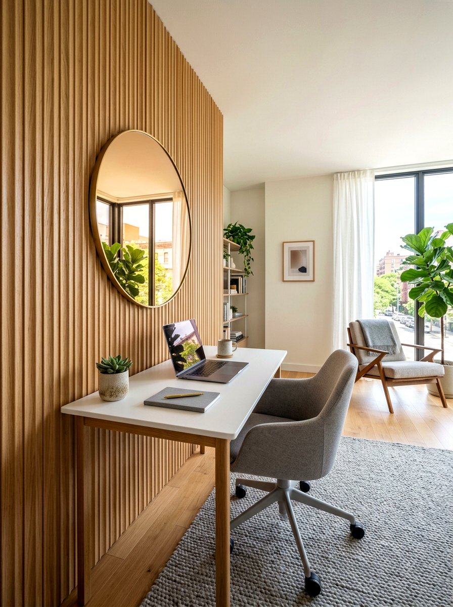 Light Oak Fluted Paneling - 30 office wall molding ideas