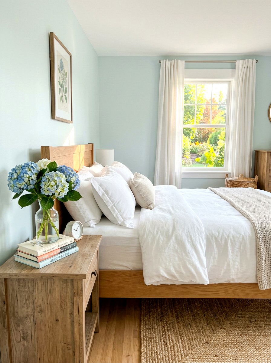 Light Oak Nightstand - 30 coastal grandmother bedroom ideas
