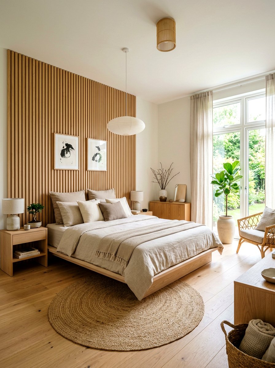 Light Oak Slat Wall - 30 slat wall headboard ideas