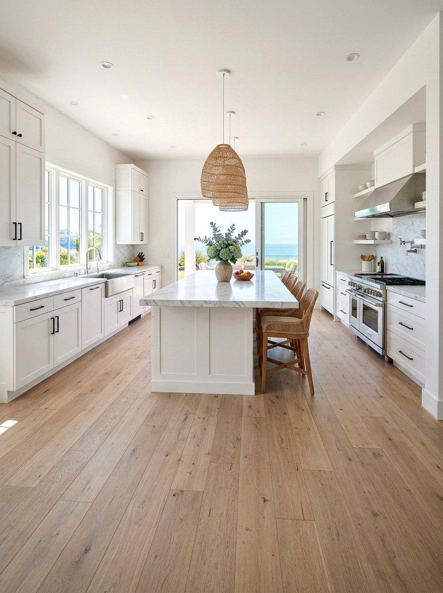 Light Oak Wood Flooring - 30 beach house kitchen ideas