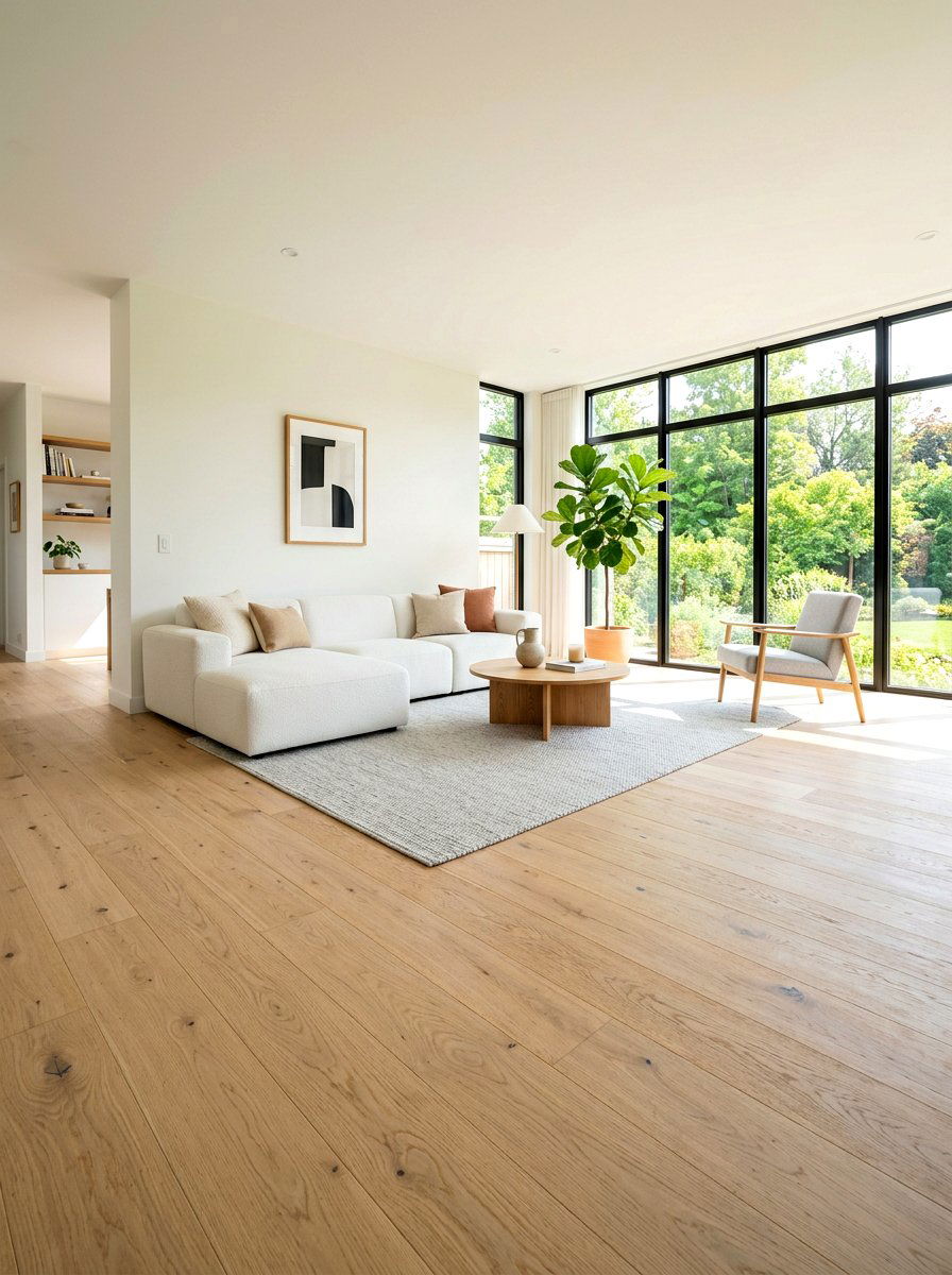 Light Oak Wood Flooring - 30 soft minimal apartment ideas