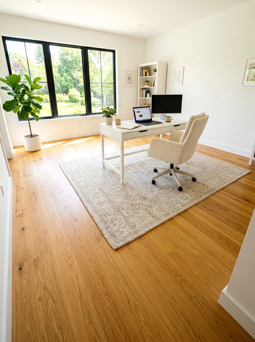 Light Oak Wood Flooring - 30 calm neutral office ideas