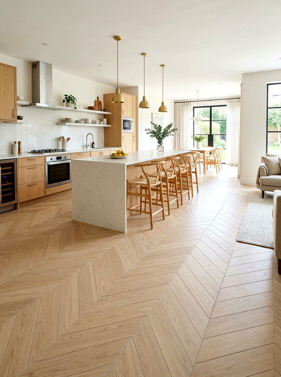 Light Wood Diagonal Tile - 30 diagonal tile kitchen floor ideas