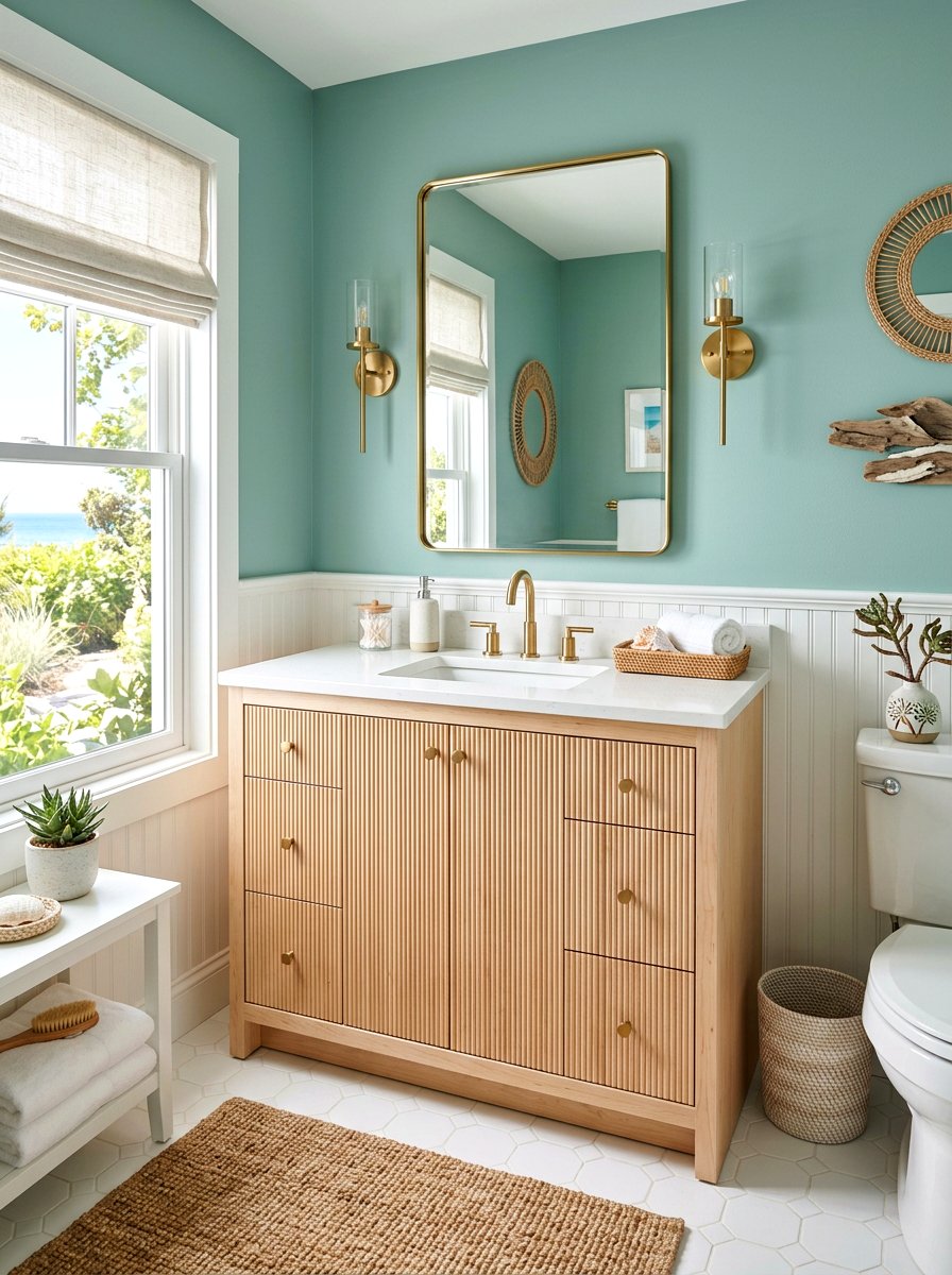 Light Wood Fluted Vanity - 30 fluted vanity bathroom ideas