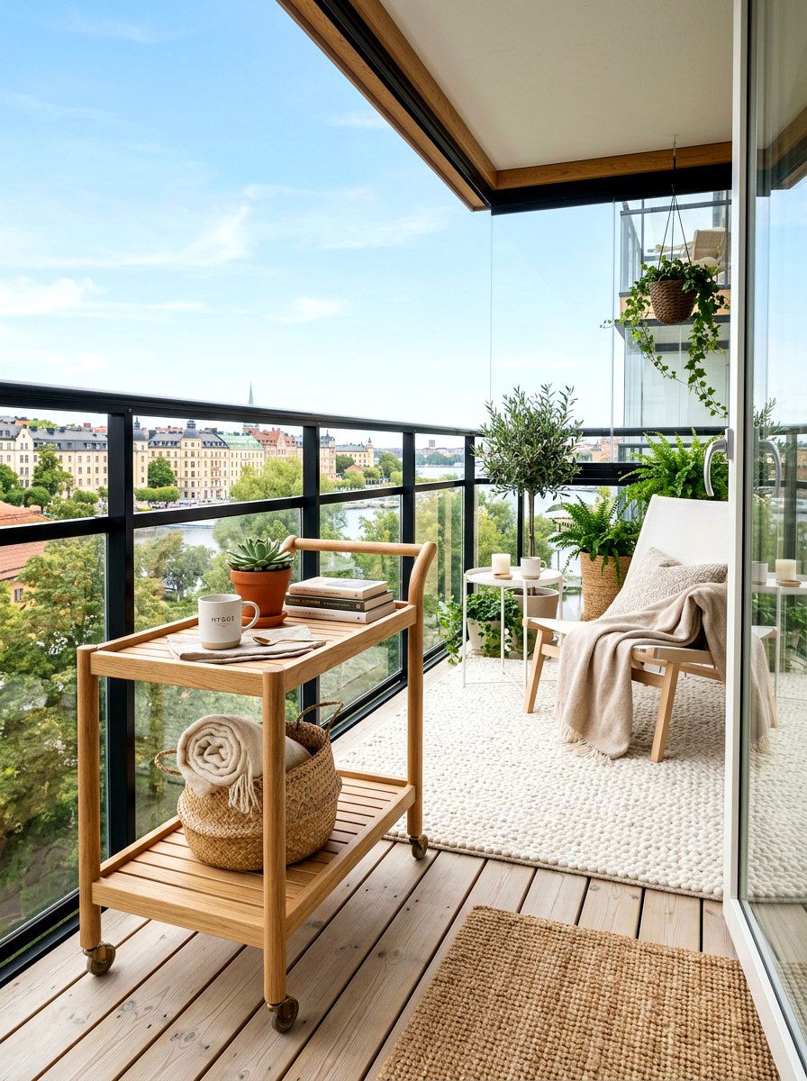 Light Wood Trolley - 30 serving cart patio ideas