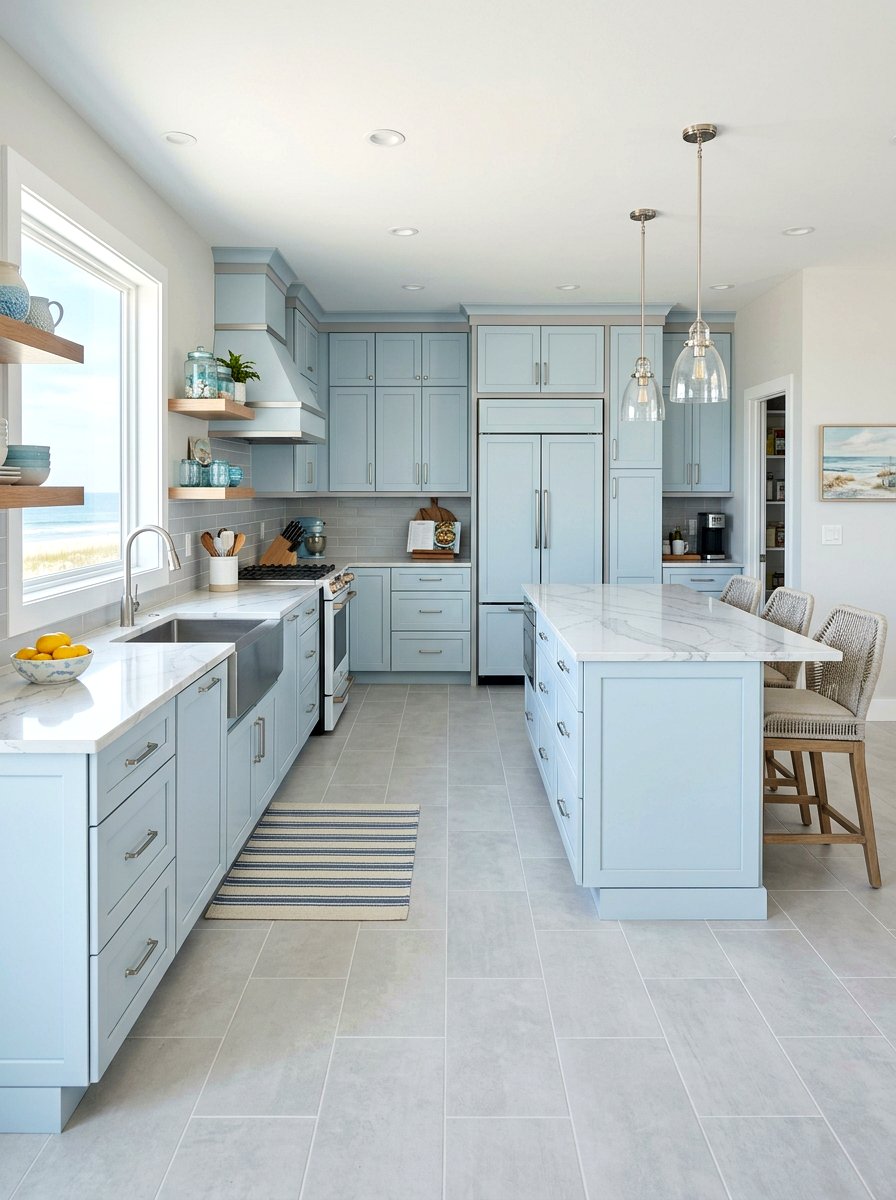Light blue and grey kitchen cabinets - 30 kitchen paint cabinet combo ideas