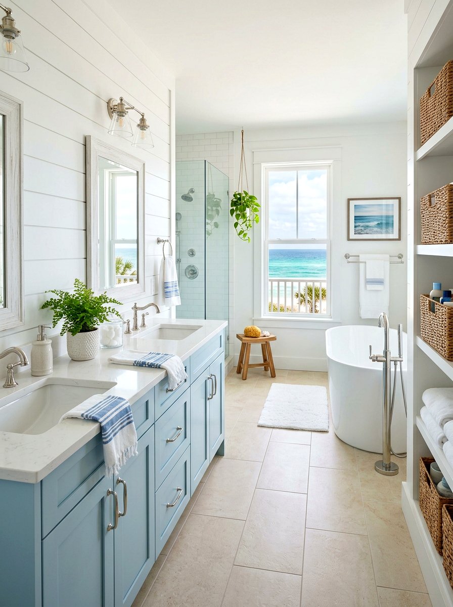 Light blue bathroom vanity - 30 painted bathroom vanity ideas
