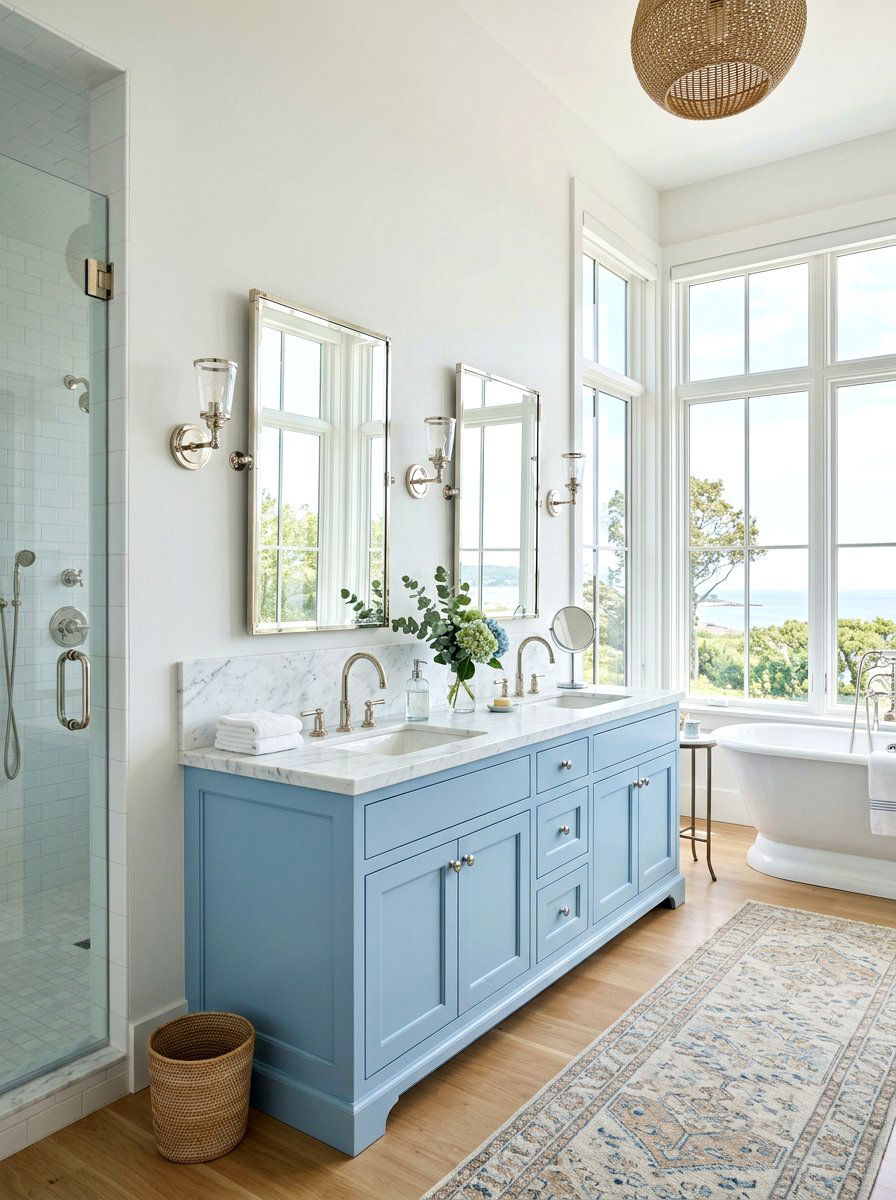 Light blue cabinet bathroom - 30 nautical bathroom ideas