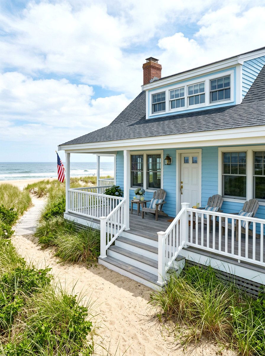 Light blue coastal cottage - 30 blue house exterior ideas